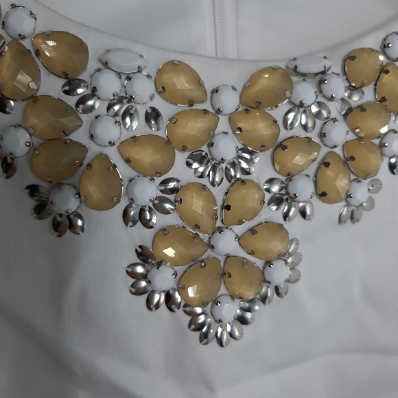 Anne Klein White Embelished Dress size 10 - Picture 3 of 7